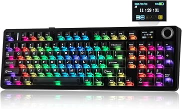 EPOMAKER Aula F99 MAX Wireless Mechanical Keyboard, Smart Screen & Knob, 8000mAh, 2.4Ghz/BT Creamy Keyboard, Pre-Lubed Switch, Hot-Swappable, RGB Backlit, Custom Software (Black)
