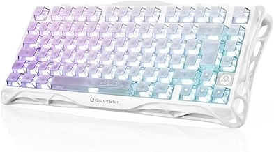 GravaStar Mercury K1 Lite 75% Gaming Tastatur, QWERTZ Gaming Tastatur Kabellos,2,4GHz/Bluetooth/Kabel Tri-Mode, Gasket Hot Swap Mechanisch Tastatur,RGB Beleuchtung - Crystal Aurora