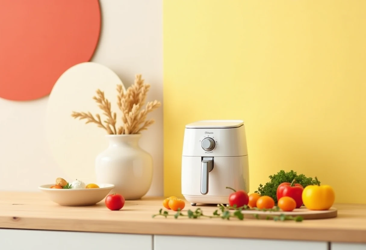 Compact air fryer in a cozy kitchen
