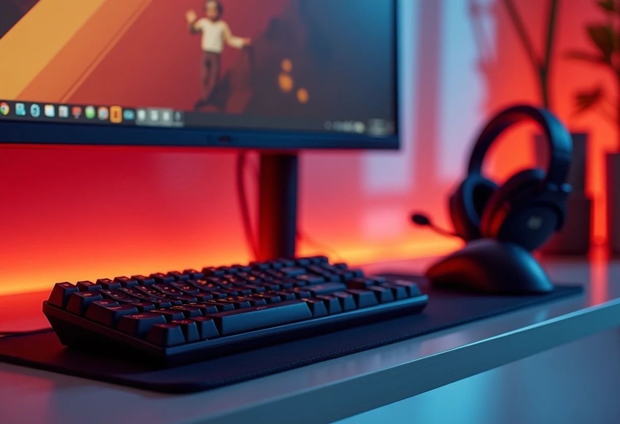 Modernes Gaming-Setup mit RGB-Beleuchtung