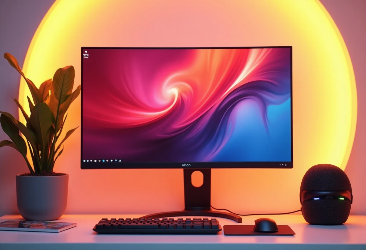 Stilvolles Gaming-Setup mit Monitor