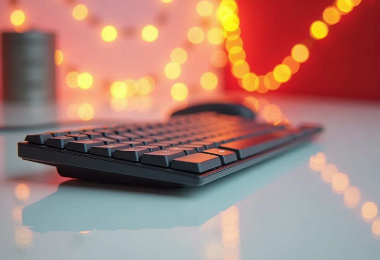 Premium keyboard and mouse on a glass desk