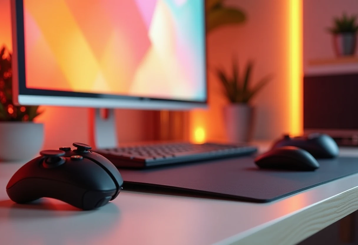 Accessoires de gaming sur un bureau