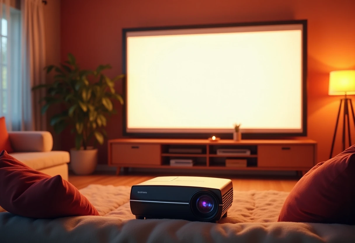 Home cinema setup with projector