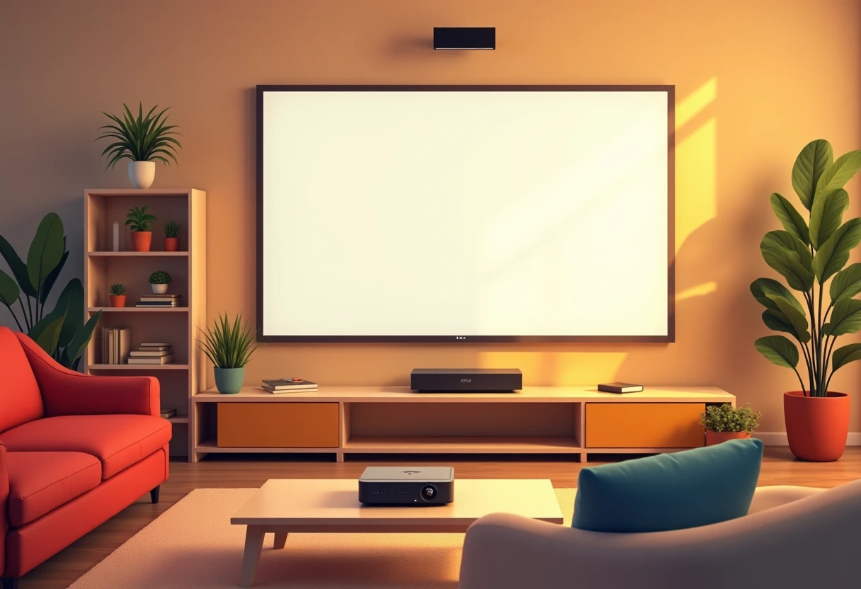 Home theater setup with projector