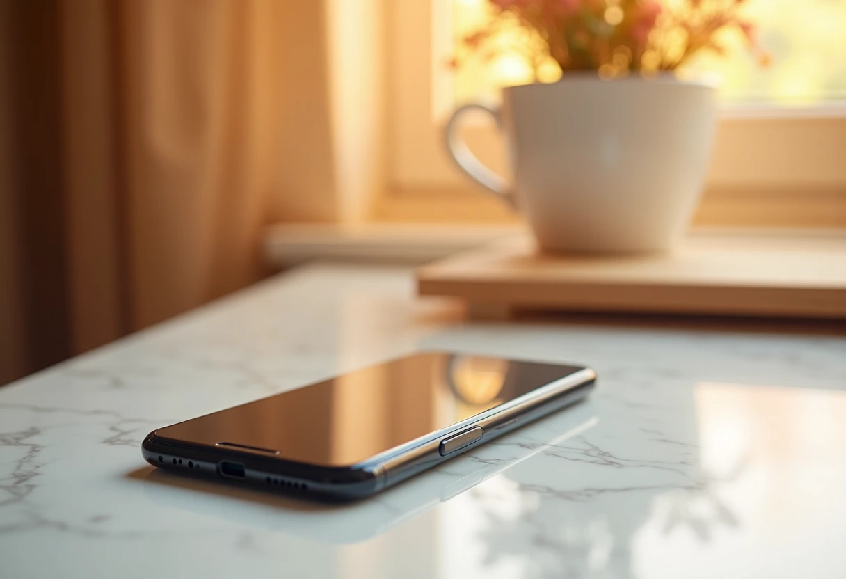 Premium smartphone on a marble countertop